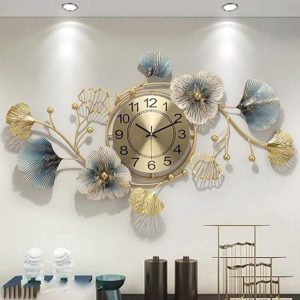 FUNTEREST Stylish Luxury Designer Antique Analog Silent Clock for Noise-Free Timepiece for Home, Office, Living Room Bedroom Decoration Wall Clock for Living Room Home Cafe Floral Item (Clock Mo - 2)