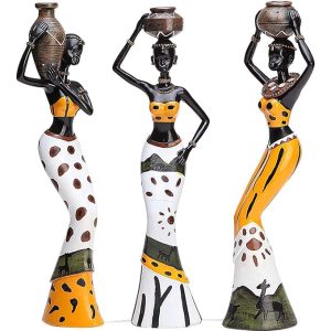 Xtore Beautiful Finish Uniquely Hand Crafted Home Dcor African Tribal Women Art Piece - (Set of 3, Multicolour) 12pcs 3D Home Decor Butterfly with Sticking Pad (Shimmer Golden, Set of 12)